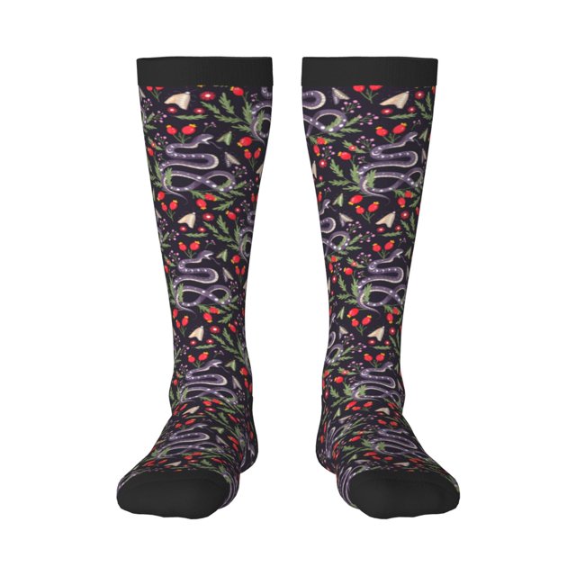 Fotbe Snakes And Snake Fruit Calcetas Divertidas Estampadas para Hombre y Mujer, Calcetas de Algodón hasta la Rodilla para Caminar, Correr, Enfermería y Embarazo
