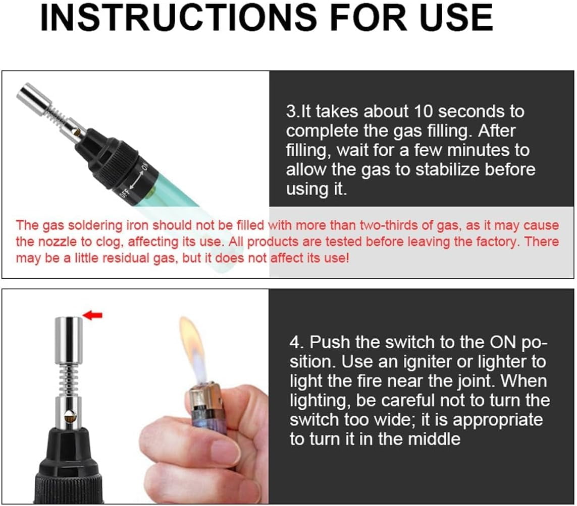 4 in 1 Portable Soldering Iron Kit, Cordless Multipurpose Butane Gas Soldering Iron Kit, Mini Adjustable Temperature 210-450℃ Welding Torch Tool, for Home Electronics Repair, Automotive (2PCS)