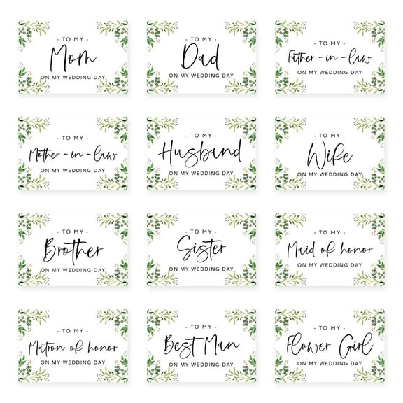 Koyal Wholesale Wedding Day Gift Cards Set with Envelopes Set of 12, Greenery Foliage