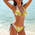 thumbnail image 5 of Aesthetic Signal Yellow And White Sunburst Women's Bikini V Neck Swimsuit Set 2 Piece Over Size Bathing Suit Side Triangle Bathing Suit, 5 of 9