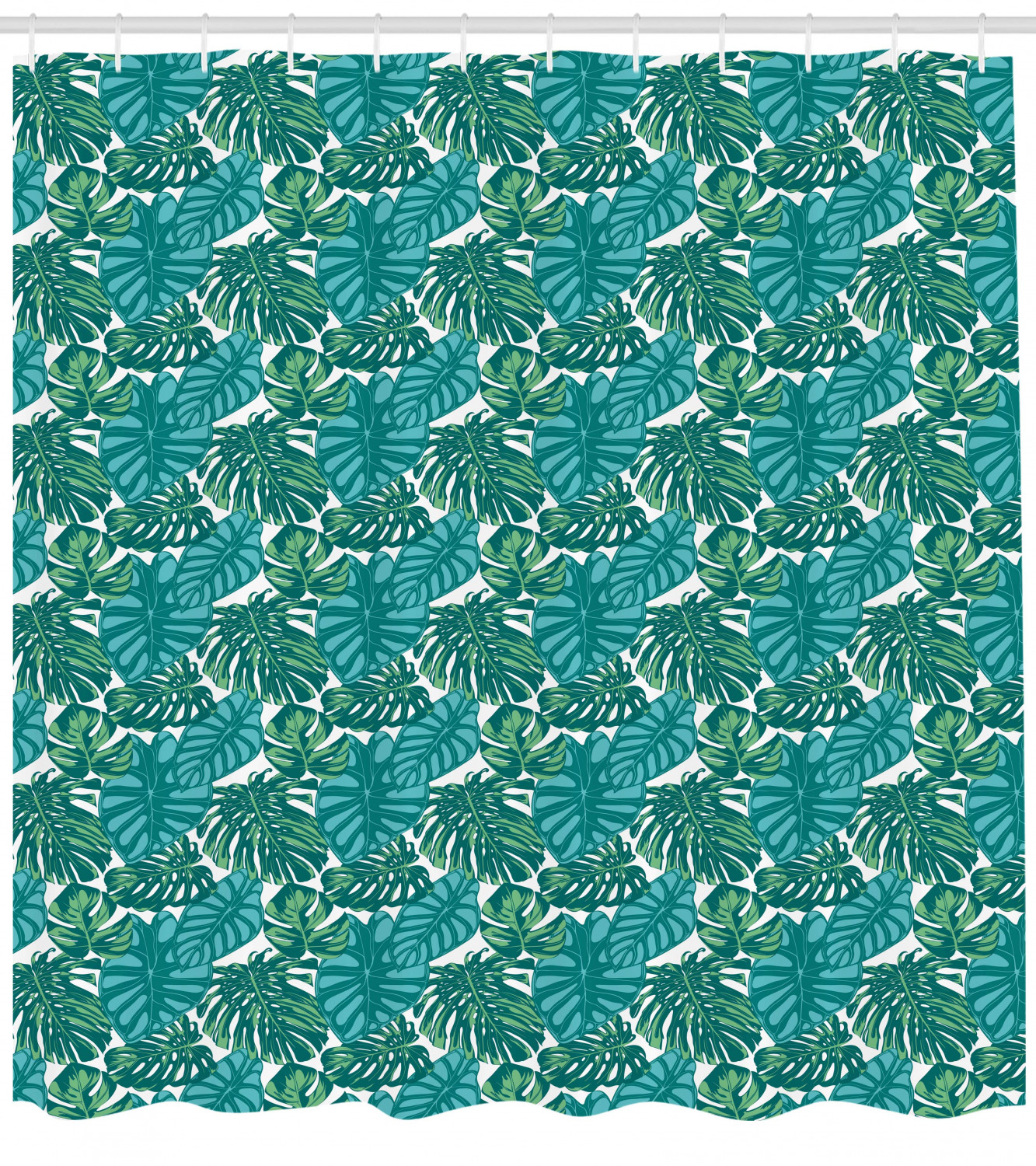 Ambesonne Exotic Shower Curtain, Jungle Foliage Tropic Leaves, 69"Wx75"L, Teal Dark Teal - image 3 of 3
