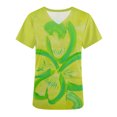 thumbnail image 3 of Hauts d'Été Grande Taille pour Femmes en Solde Hauts à Manches Courtes Col en V Uniforme de Travail Imprimé St. Patrick avec Poche Blouse Col en V T-Shirt Femmes en Solde, 3 of 4