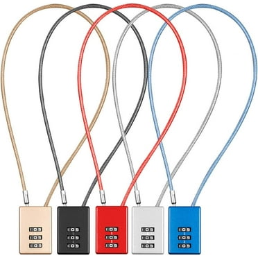3 Digit Combination Lock with 500MM/19.69IN Durable Wire Rope Keyless Resettable Code Combo Security Padlock for Gates Gym Locker and Suitcase Pack of 5