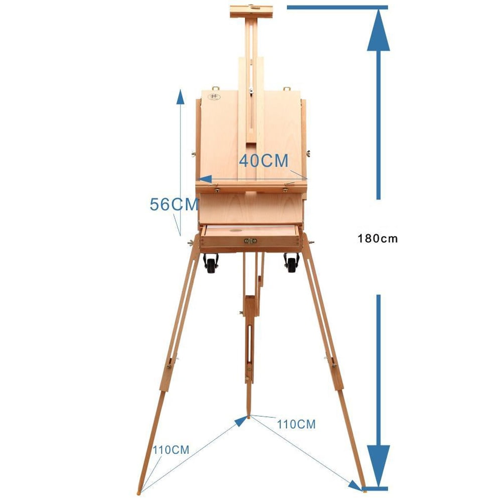 Blown Easel Tripod Stand Display Portable Wooden Box Wheels Easel