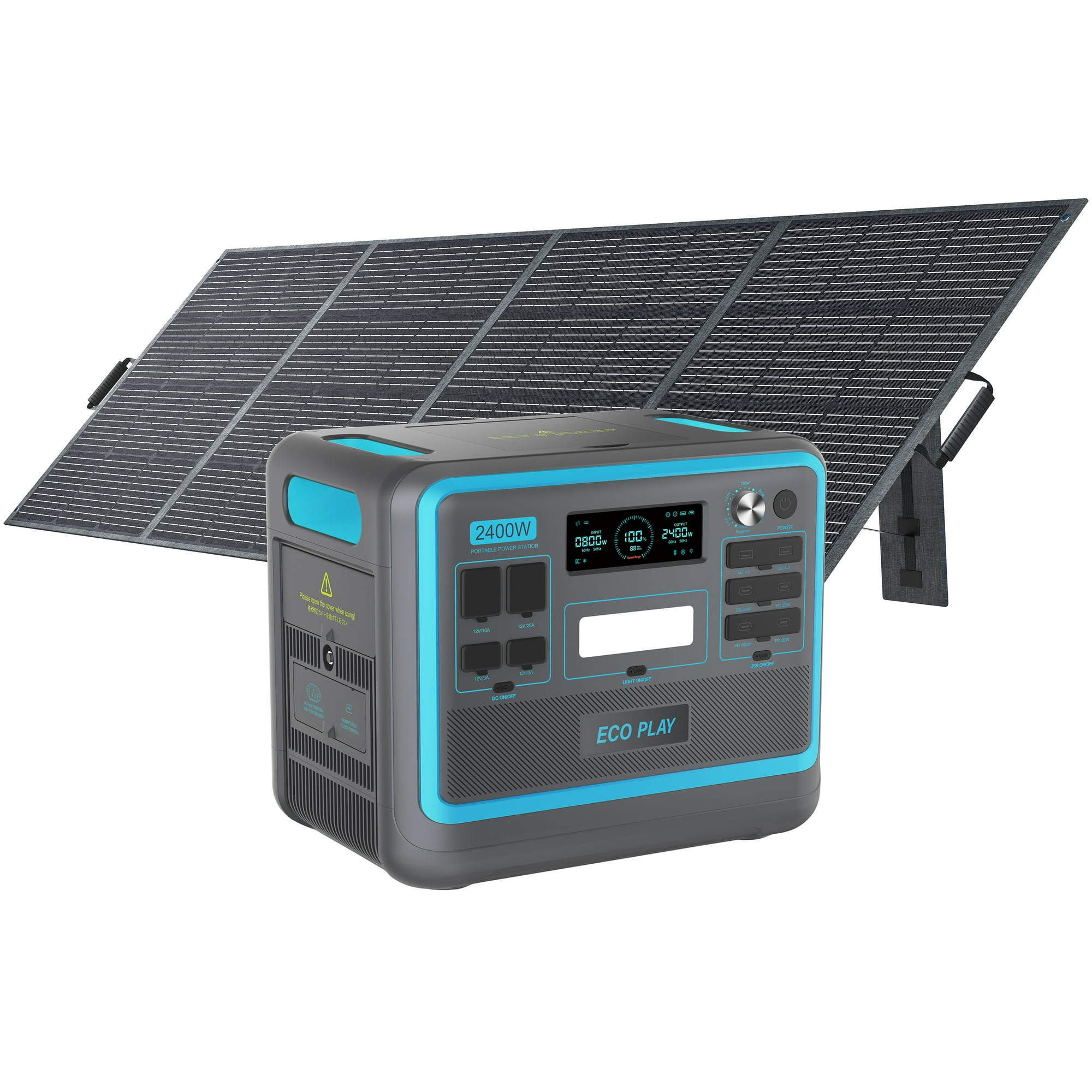 Eco Play 2400W Portable Power Station with 400W Solar Panel