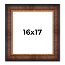 16x17 Frame Brown Walnut Gold Ornate Trim Solid Wood Plein Air Picture Frame | 3 Inch Moulding