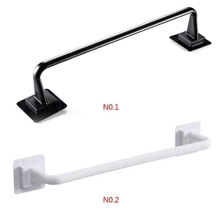 Self Adhesive Towel Rod Bar Wall Bath Towel Holder Rail Rack for Kitchen Bathroom 24.5cm Black