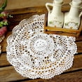 thumbnail image 5 of Handmade Cotton Crochet Lace Doilies Round Table Mat Waterlily Design White Lace Doilies Decorative Crochet Table Mat for Sofa or Tabletop (White), 5 of 6