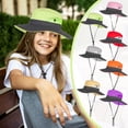 thumbnail image 3 of Children's Ponytail Sun Hat Wide Brim Bucket Hat for Kids UV Protection Foldable Summer Beach Fishing Safari Cap with Adjustable Chin Strap Breathable Mesh Outdoor Activewear Accessory, 3 of 3