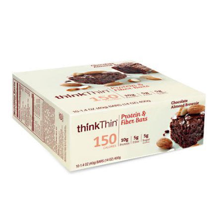 thinkThin Protein & Fiber Bars, Chocolate Almond Brownie, 10g Protein, 10