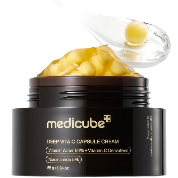 1 Pack of medicube Capsule Cream with Deep Vitamin C _ Liposome Vitamin C Golden Capsule for Radiance Firm Looking Skin _ Hydratin
