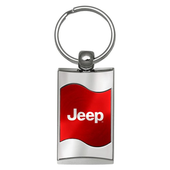 AU-TOMOTIVE GOLD Rectangular Wave Key Fob for Jeep (Red)