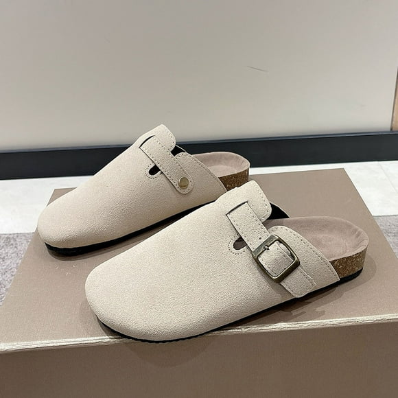 2024 Women‘s Slippers Closed Toe Round Toe Suede Clogs Sandals Cork Suede Mules Slippers Fashion Cork Clogs for Outdoor Slippers tzw