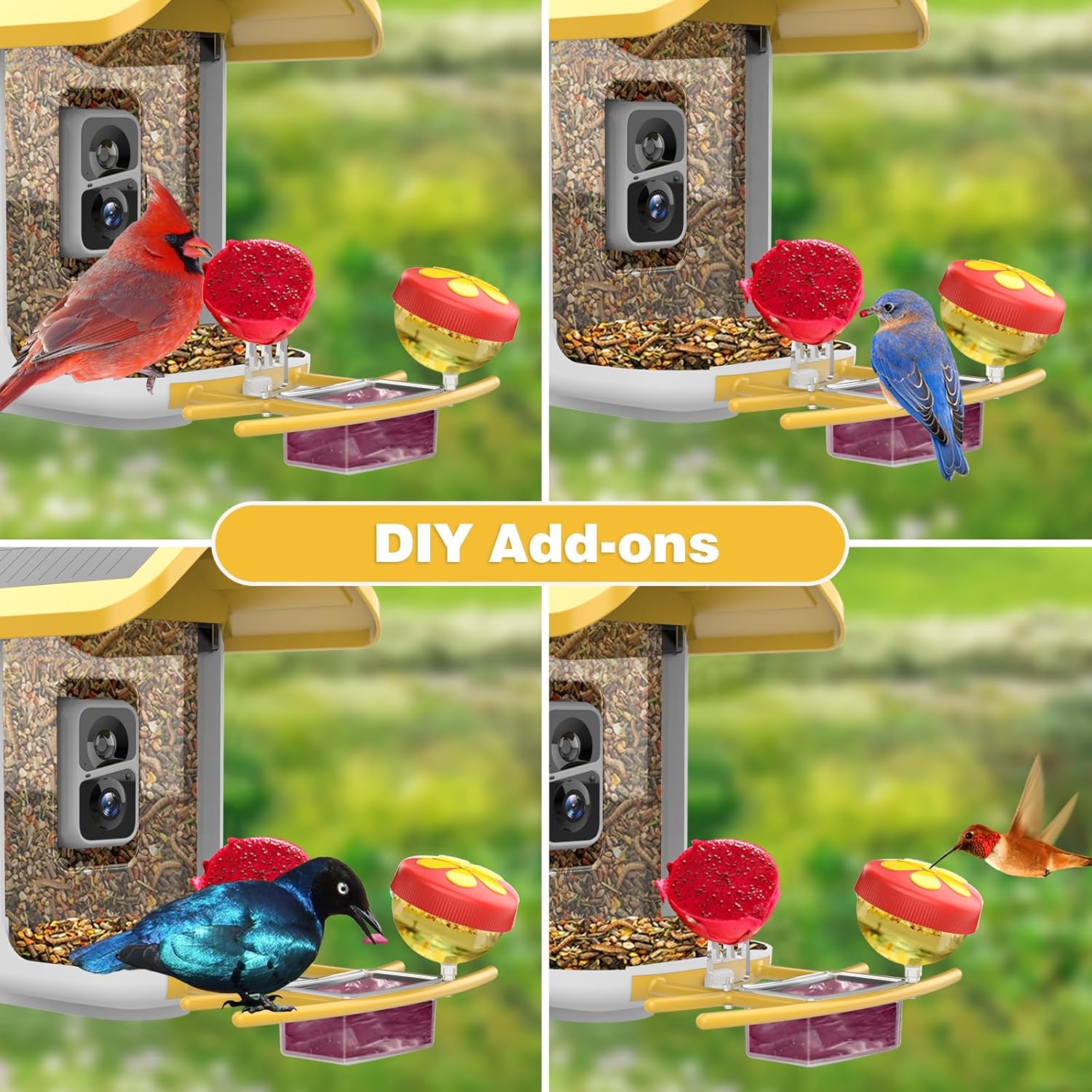 Asivwid Bird Feeder with Camera, Smart Bird Camera with Solar Panel, AI Identify 10000+ Species, - Auto Capture Videos, Gifts for Birdlovers Mom Dad