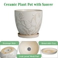 thumbnail image 2 of Flower Pots 10 inch, Large Round Ceramic Planter with Drainage, Modern Pot for Indoor Trees, for Clean & Minimalist Decor, Butterflies and Flowers White, 2 of 7