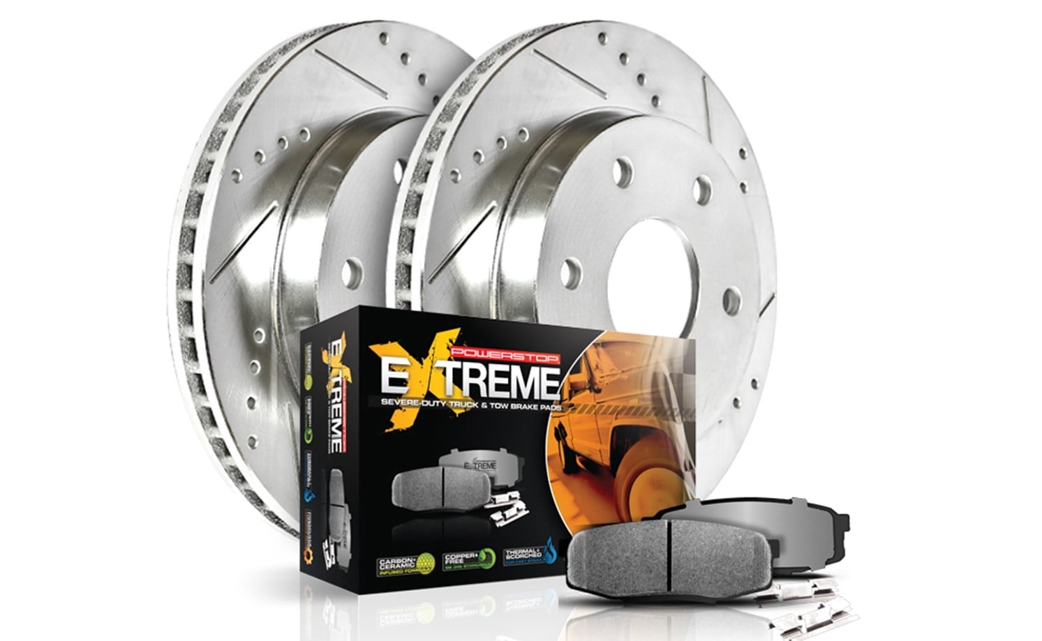 PowerStop Front Z36 Truck & Tow Carbon-Fiber Ceramic Brake Pad and Drilled and Slotted Rotor Kit Fits: FORD MAZDA Select Models K1923-36