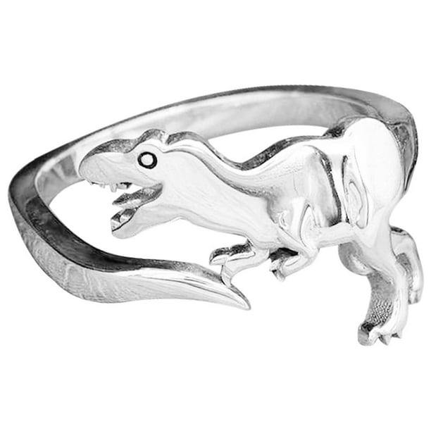 Anillos para mujer, regalos para mujer, lindos anillos de apertura de dinosaurio, regalo, delicado anillo de plata minimalista.