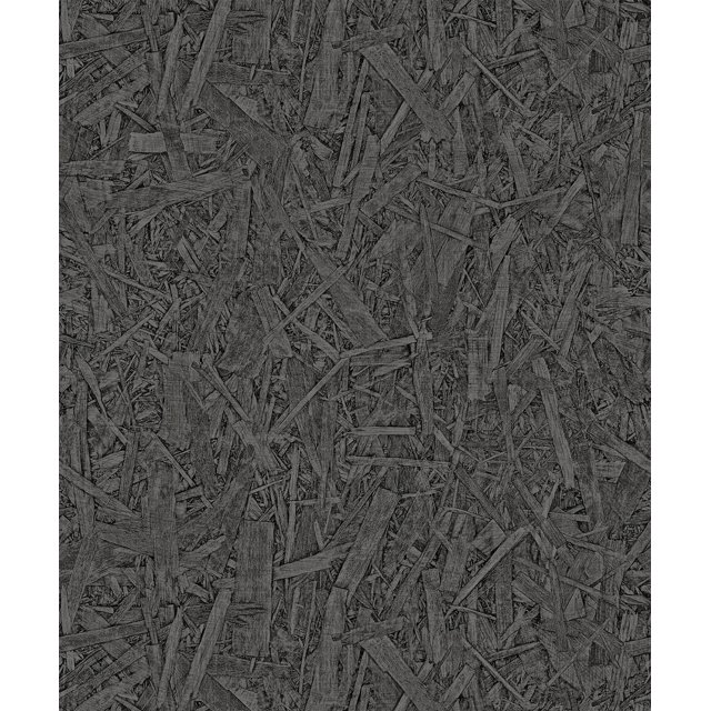 Natural Faux 2 - Modern Geometric Stone Wood Rustic Black Wallpaper Roll