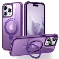 Case for Apple iPhone 15 Pro,Decase Ultra Slim Matte Translucent Shell,Support Wireless Charging,MagSafe Magnetic Shockproof Phone Cover With Ring Kickstand,for iPhone 15 Pro - purple