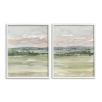 Stupell Industries Rural Landscape Watercolors Landscape Painting White Framed Art Print Wall Art, 24 x 30, Set of 2