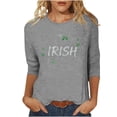 thumbnail image 3 of TaTaai Ladies St. Patrick's Day Theme Print 3/4 Sleeve Casual Tops Round Neck Loose Comfy Fashion Blouses Stretchy Breathable Daily Holiday Outfits Gift, 3 of 4