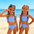 thumbnail image 3 of CCRFTGI Girls Swimsuits Size 6-7 Two Piece Sets Swim Vacation Bathing Suit Beach Vacation Polka Dots Girls Bikini Cute Summer Girls Clothes Swim Suit Kids Bikini Blue 7-8 Years, 3 of 9
