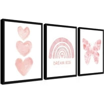 Baby Safari Nursery Wall Decor Set of 3, Cute Jungle Animal Kids Canvas Wall Art Paintings, Animal Giraffe Elephant Nursery Posters Prints Pictures for Boys and Girls Kids Room Bedroom Unframed