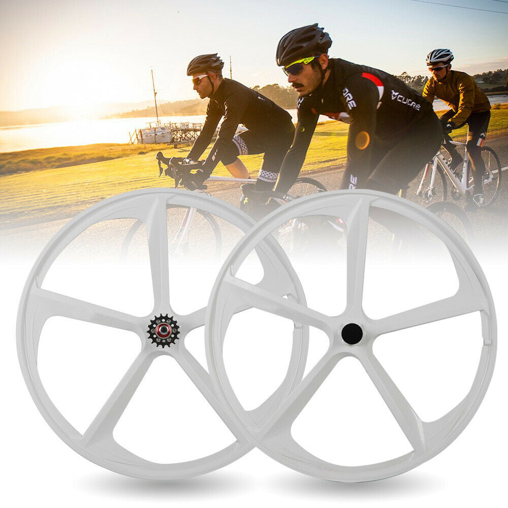 Details about   700c Fixed Gear 5-Spoke Mag Wheels Rims Set of Front & Rear Fixie Bike Clincher 