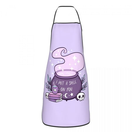 

Bats In The Night Bib Apron Adult Women Men Chef Tablier Cuisine for Cooking Kitchen Halloween Goth Occult Witch Gardening