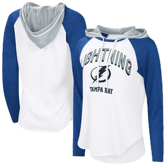 Women's-G-III 4Her by Carl Banks  White Tampa Bay Lightning VIP Raglan Long Sleeve Hoodie T-Shirt