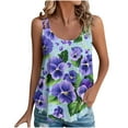 thumbnail image 2 of HaoXianJian Summer Womens Summer Tank Top Floral Print Tee Sleeveless T Shirt Casual Loose Fits Tunic Shirts 2025, 2 of 6
