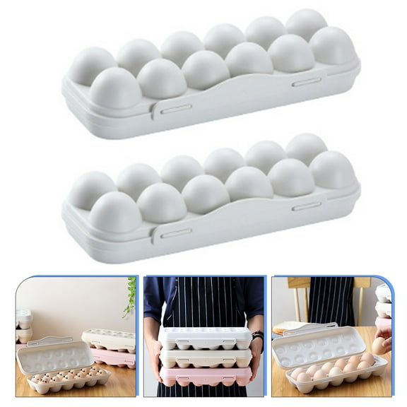 Sparsain Set of 2 12-Compartment Stackable Egg Holder for Refrigerator
