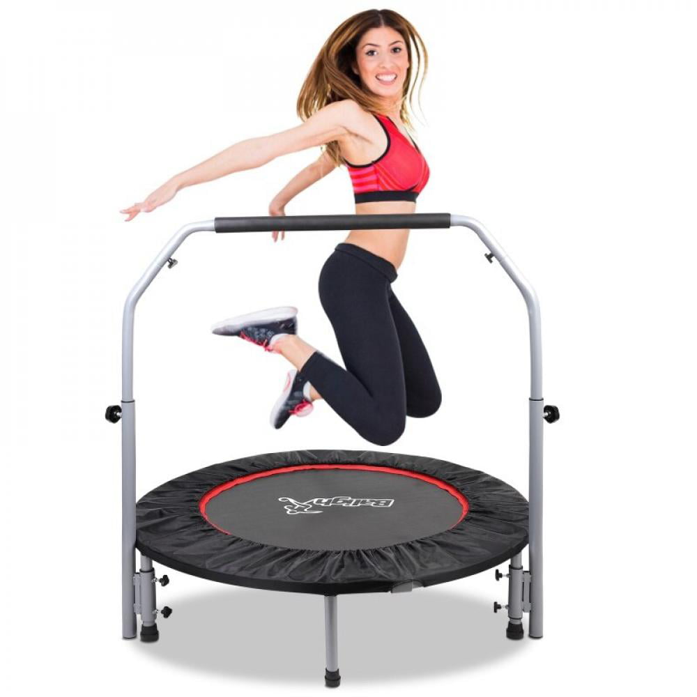 Foldable 40" Mini Trampoline Fitness Rebounder with Adjustable Foam Handle 40 in 