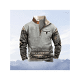thumbnail image 3 of New Hoodless Half Zip Men's Sweatshirt – Retro Fashion Slim Fit Comfortable Versatile Casual Pullover Top,L,grey, 3 of 4