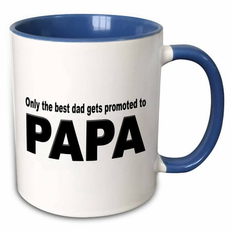 3dRose Only the best dad gets promoted to papa - Two Tone Blue Mug,