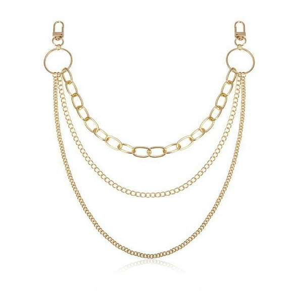 ZPAQI Punk Multi Layer Belt Waist Chain Jeans Link Pants Chain Hook Keychain Jewelry