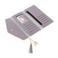 thumbnail image 4 of Cartera de material cuero artificial suave con triple soporte para múltiples tarjetas, elegante de embrague para mujeres, - 4 Púrpura claro, 4 of 8