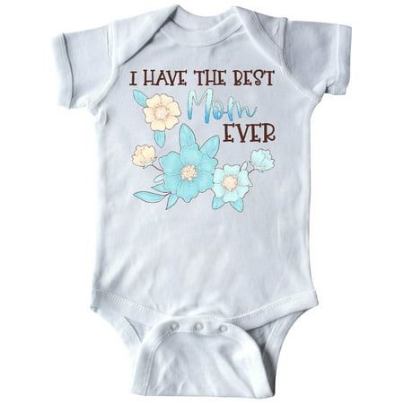 

Inktastic I Have the Best Mom Ever with Blue Flowers Gift Baby Boy or Baby Girl Bodysuit