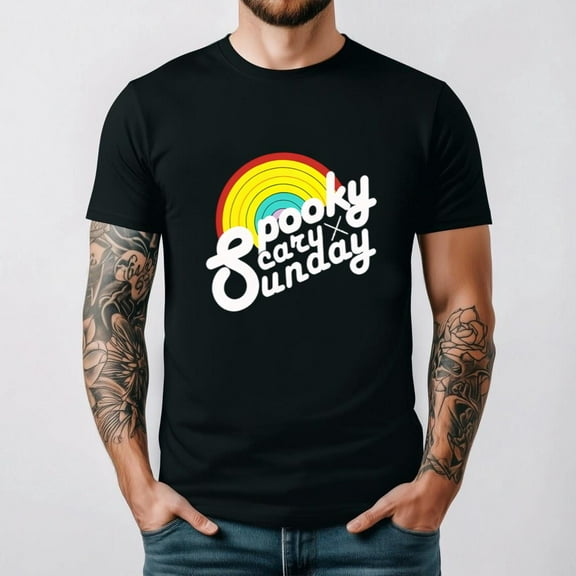 Spooky Scary Sunday Funny Horror Inspired Retro Fan Graphic T-shirt, up to size 5XL.