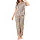 thumbnail image 2 of Conjunto de pijama de satén para mujer INSPIRE CHIC, top de manga corta y pantalones de seda con flores, 2 piezas, L gris, 2 of 6