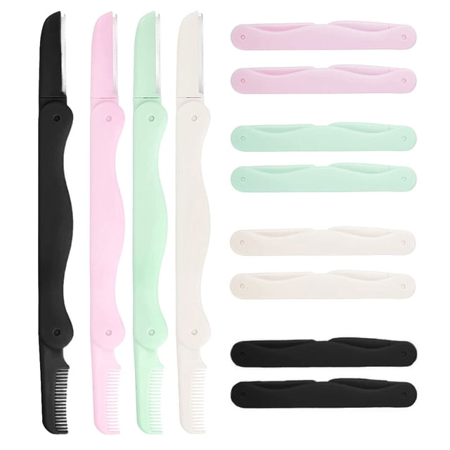 12 Pcs Rasoir à Sourcils pour Femmes, Rasoir Polyvalent pour Sourcils et Visage, Rasoirs Pliables pour Femmes