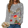 thumbnail image 2 of Xudanell Womens Tops Plus Size Cute Reindeer Christmas Sweatshirts for Women Clothes Holiday Long Sleeve Shirts, 2 of 5