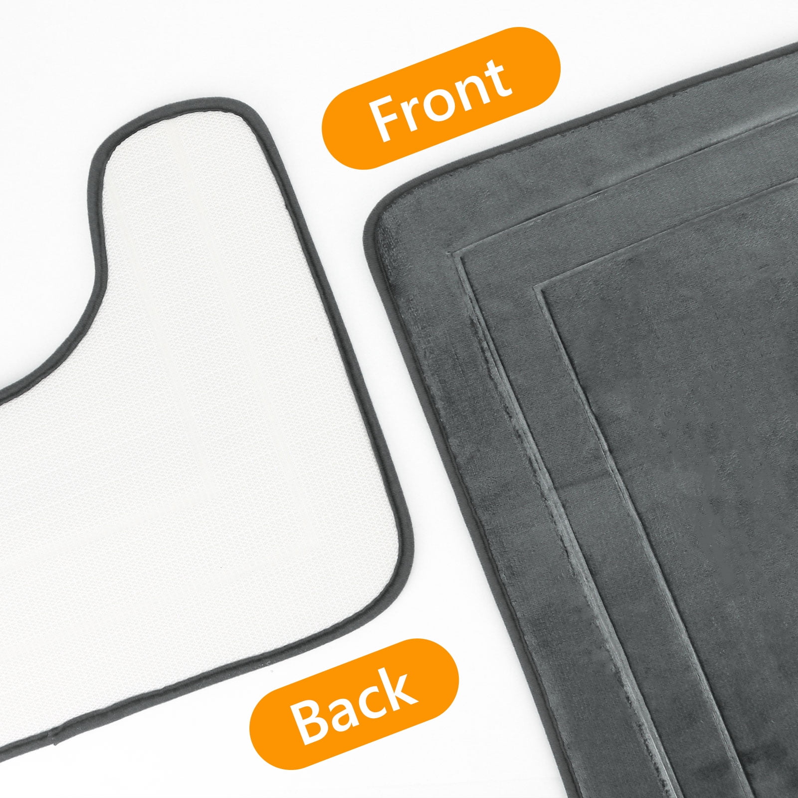 Tripumer 3 Pcs Dark Gray Memory Foam Bath Mat Set Bathroom Rugs Set U Shape Toilet Mats for Toilet Shower Sink