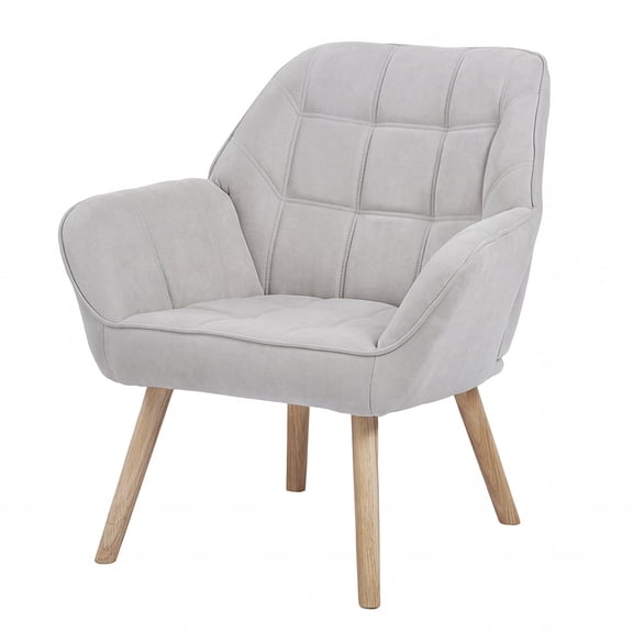 Modern Accent Chair with Wood Legs, Comfortable Upholstered Lounge Armchair for Living Room, Bedroom, Reading Nook, Home Corner, Balcony (Gray)