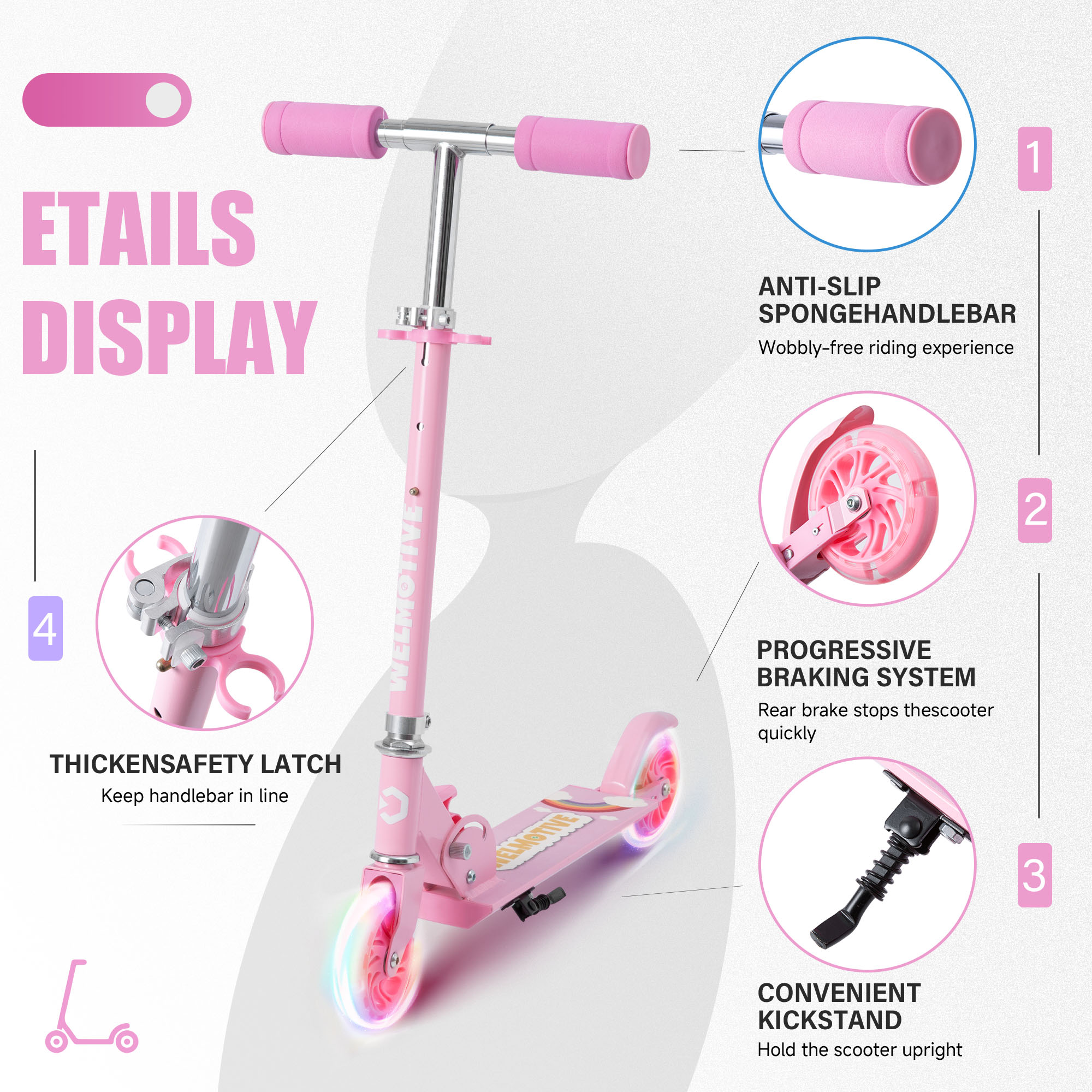 Welmotive Kick Scooter for Kids 3-8 with Adjustable Height photo 2