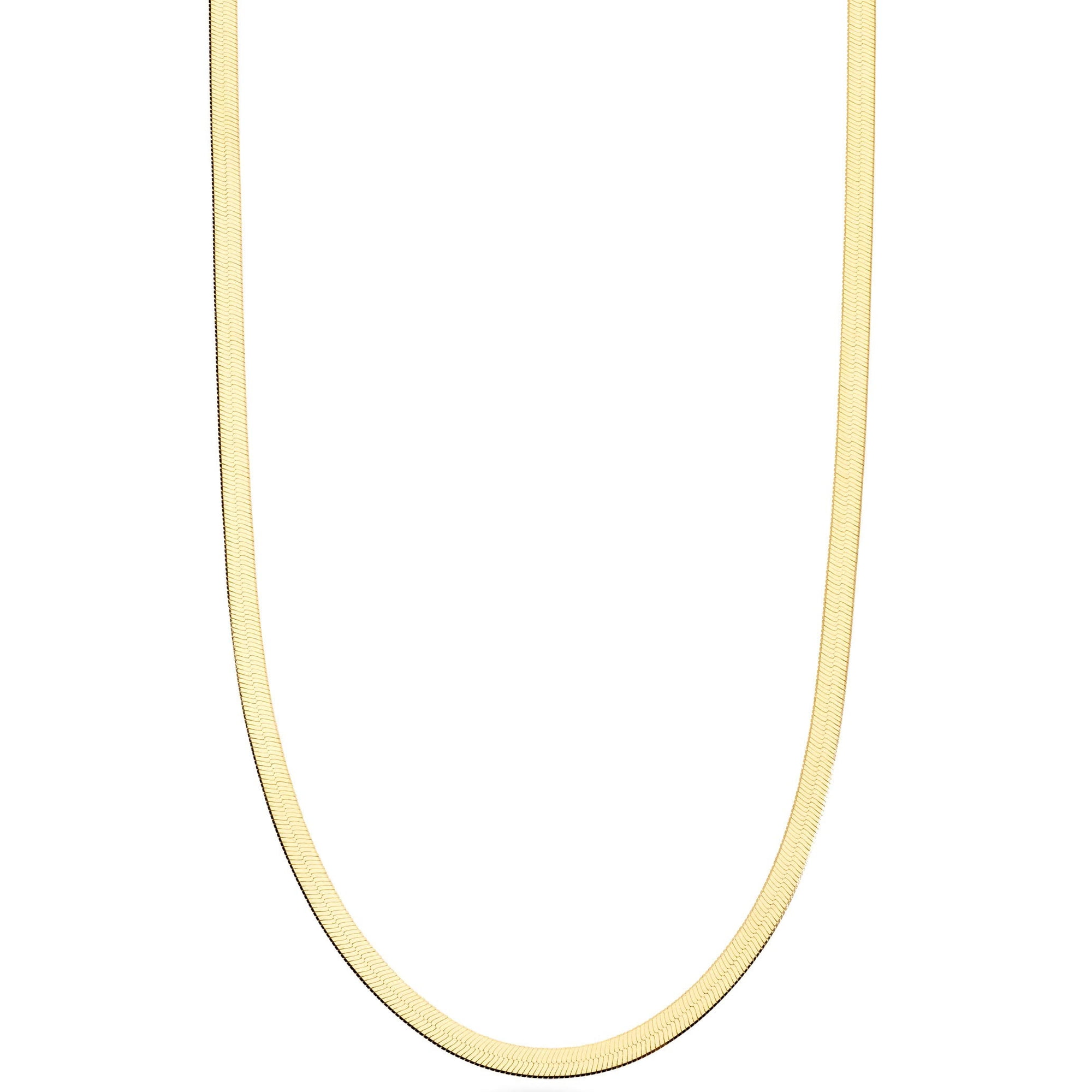 Miabella 18K Gold Over Sterling Silver Italian Solid 3.5mm Flexible Flat Herringbone Chain Necklace for Women, Made in Italy (Length 16 Inches (women's choker length))