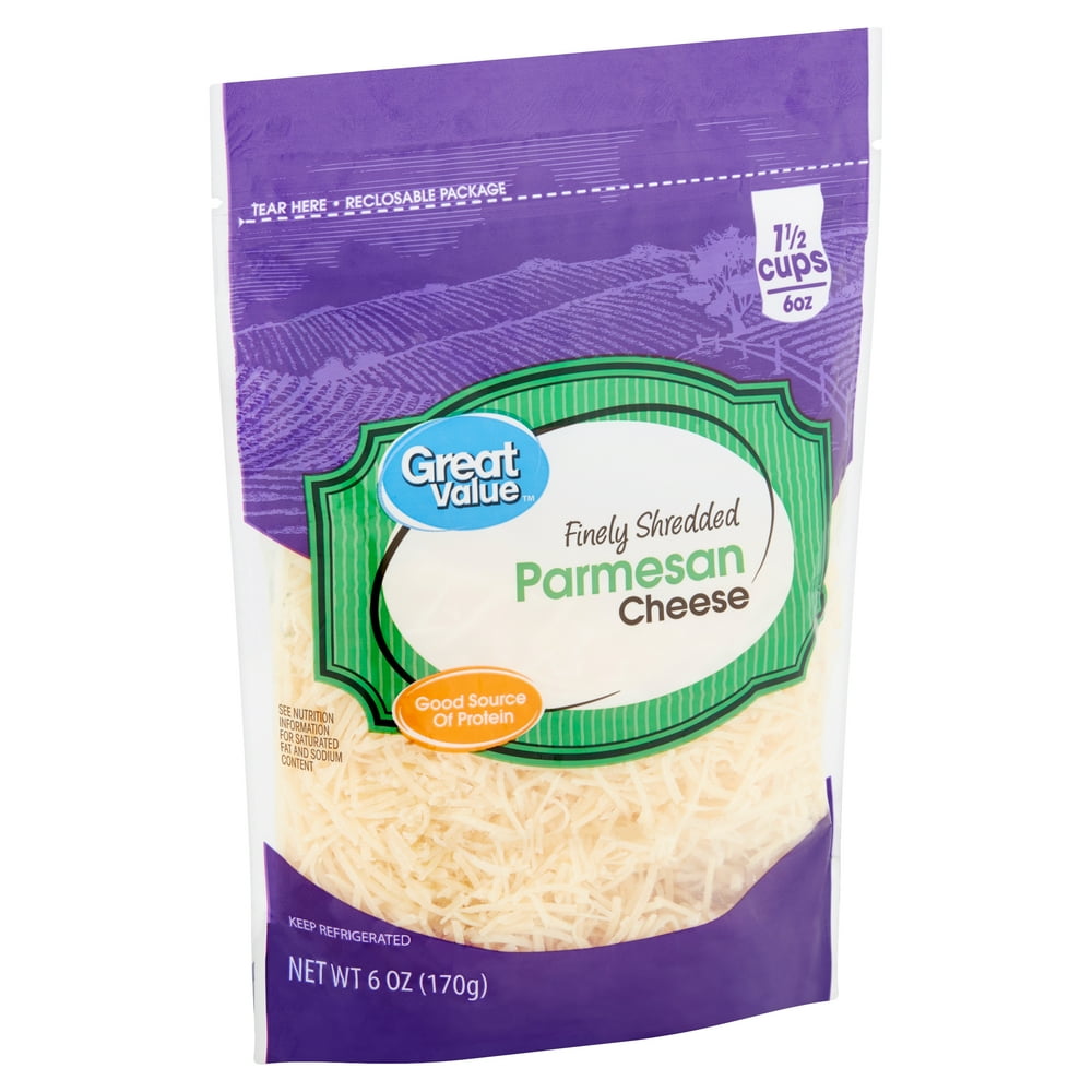 Great Value Finely Shredded Parmesan Cheese, 6 oz