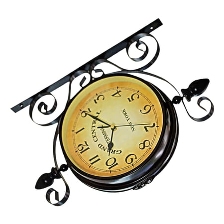 Alasum Double-Sided 360° Rotating Wall Clock with Iron Frame, Silent Retro Design, Home and Office Decor
