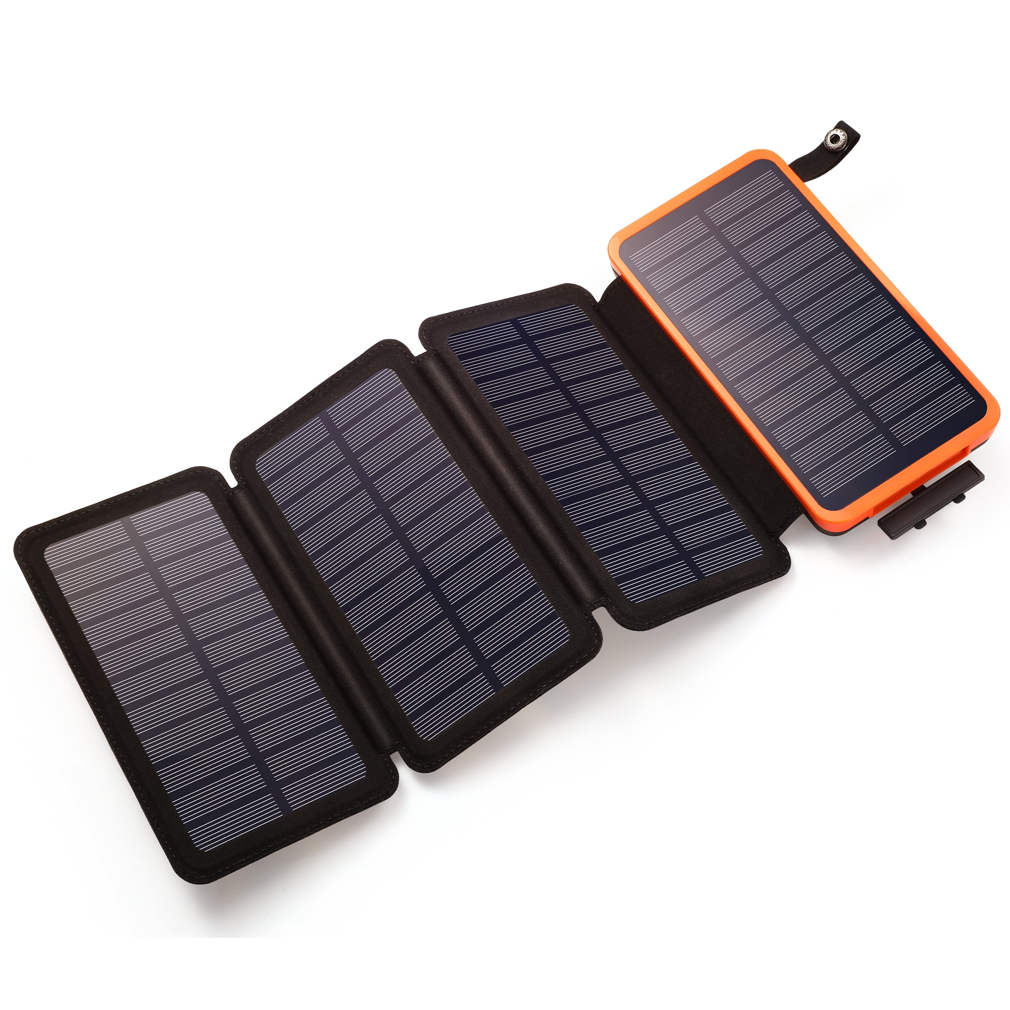 SOLPOWBEN 30000mAh Solar Power Bank with 4 Solar Panels, Portable Battery Pack, Compatible with iPhone 17 & USB-C Devices, Flashlight for Camping Travel (Orange)