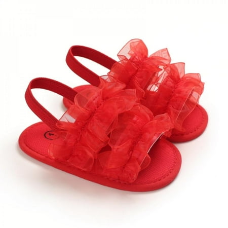 

Clearance Sale Fashion Princess Net Yarn Baby Girl Shoes Lace Summer Soft Sole Flat Infant Footwears Non-Slip Party Prewalkers